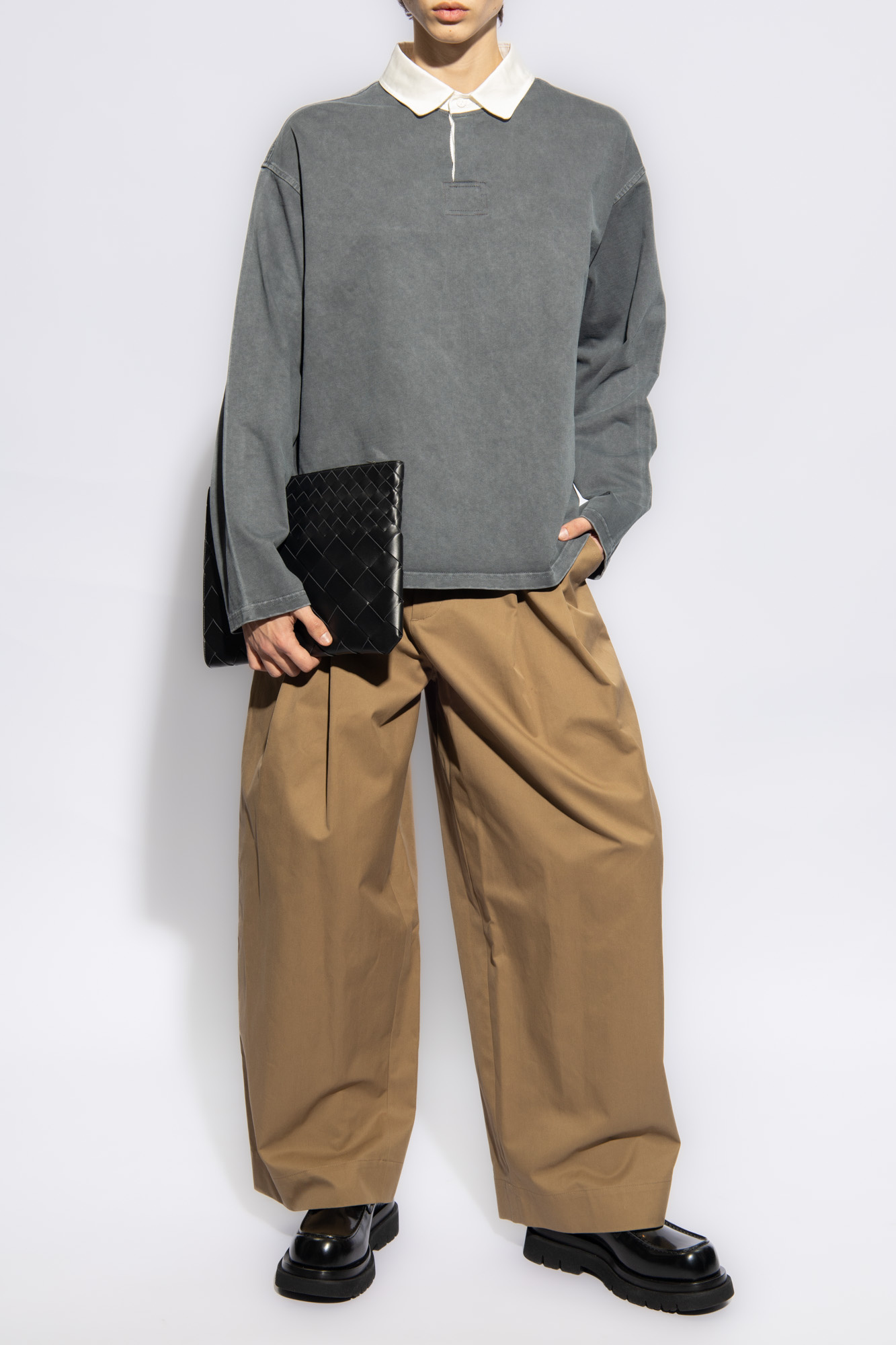Grey Polo shirt with long sleeves Bottega Veneta